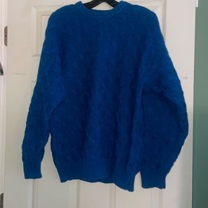 Vintage Royal blue Benetton Shetland wool Large sweater made in Italy